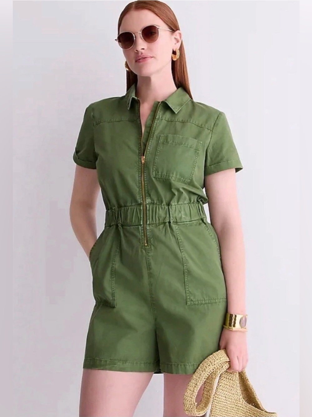 J. Crew Green Short Sleeve Romper size 00
